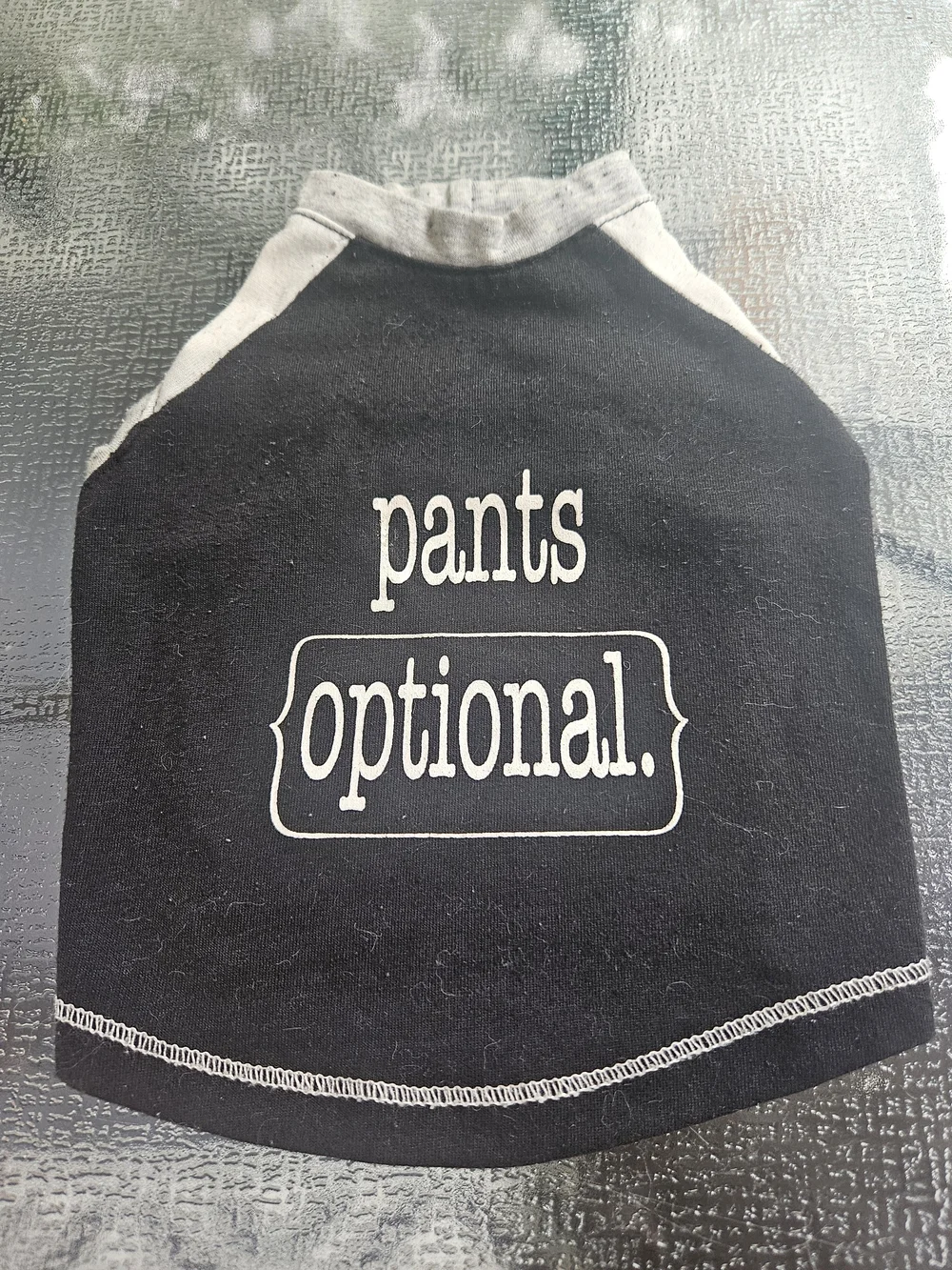 Pants Optional Black & Gray Dog Tee - Playful Graphic Pet Shirt
